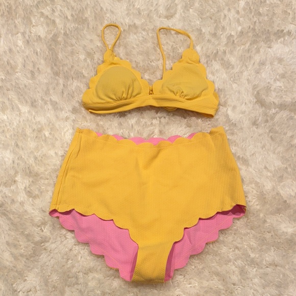Marysia Yellow and Pink Scalloped Bikini Set - Picture 2 of 3